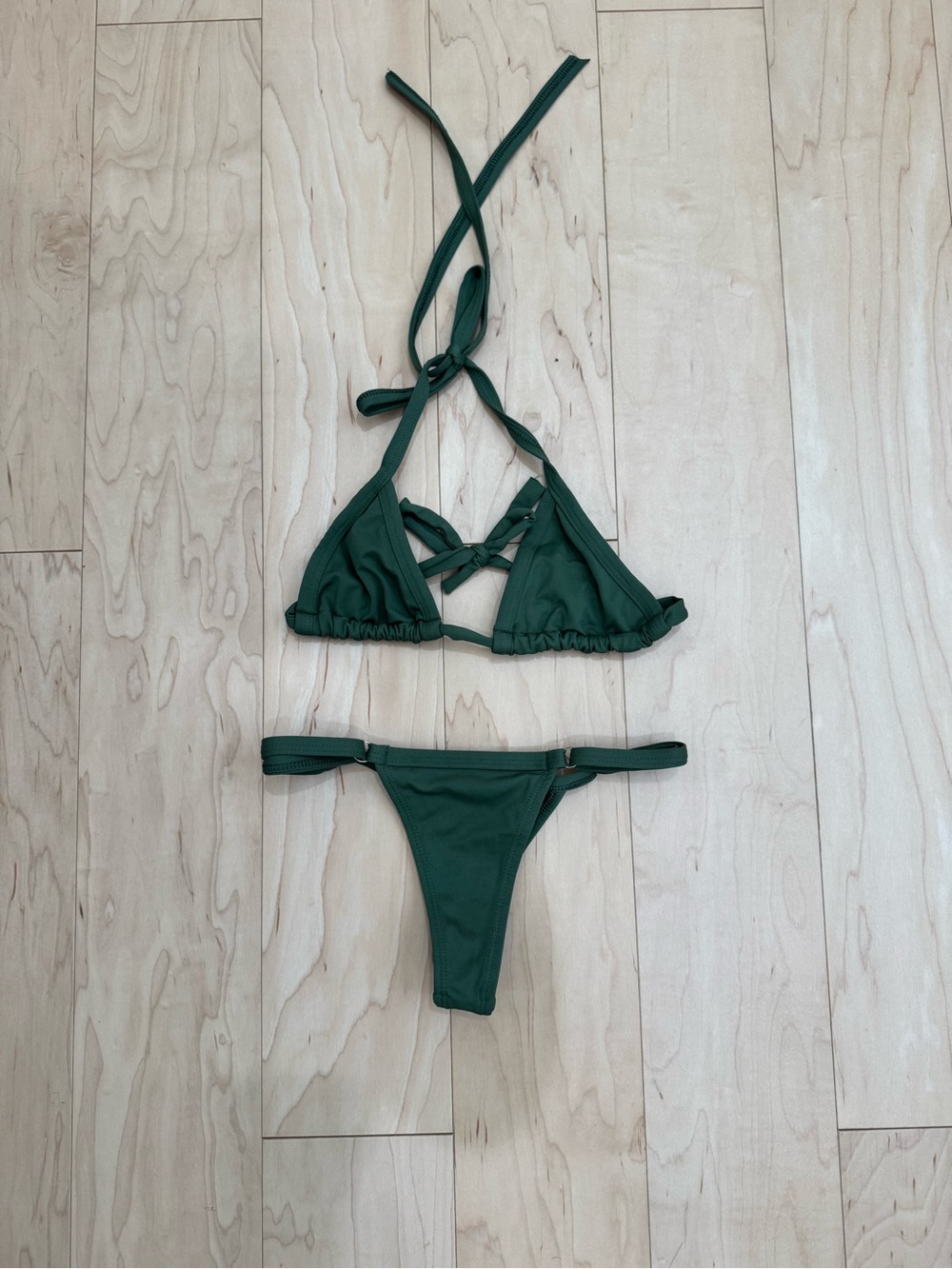 Women’s Dark Green Tie-Back Bikini Set